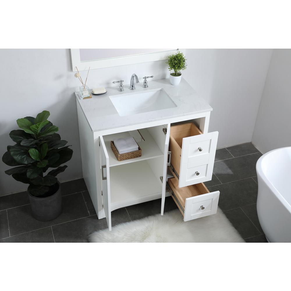 36 inch Single Bathroom Vanity in White. Picture 3