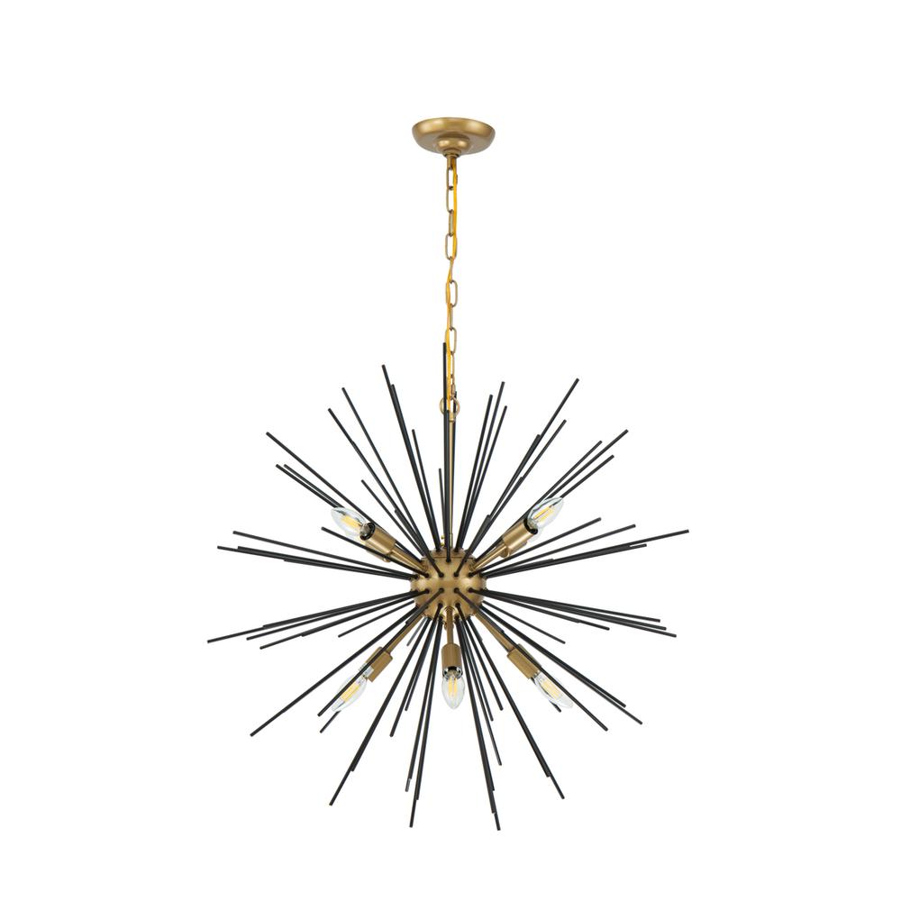 Timber 8 light Brass and Black pendant. Picture 6