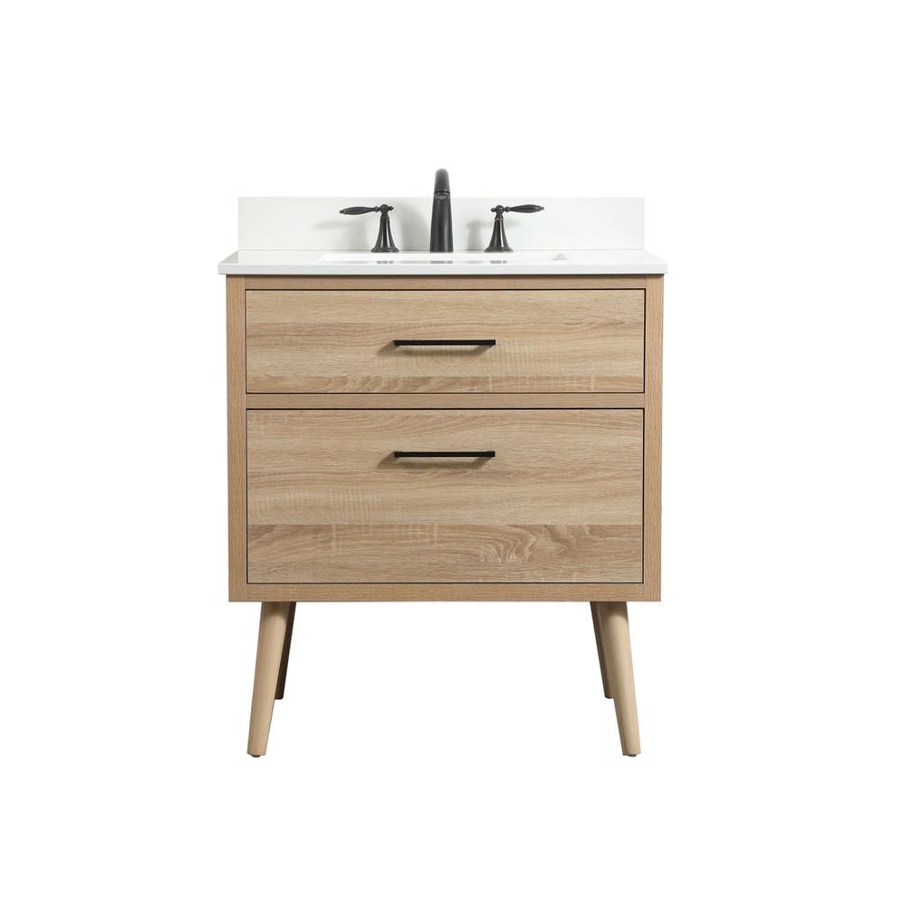 30 inch Single bathroom vanity in mango wood with backsplash. Picture 1