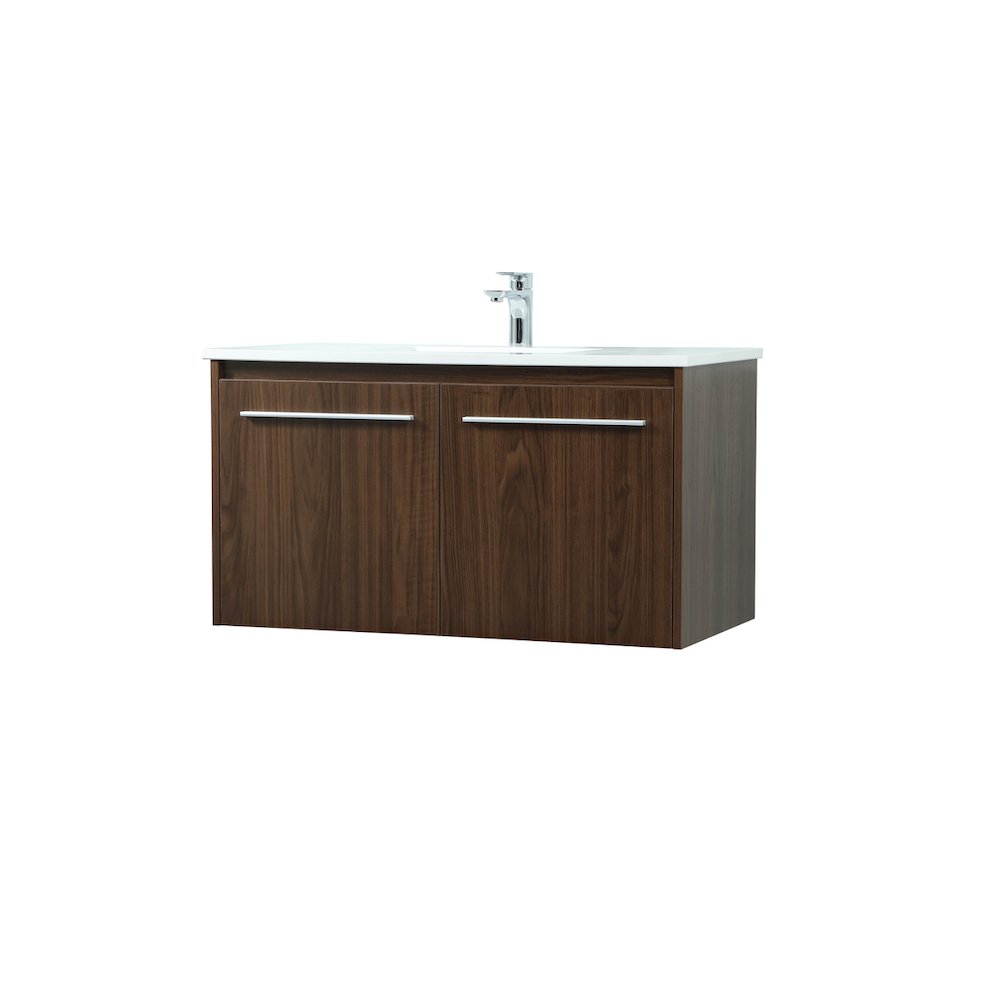 36 Inch Single Bathroom Vanity In Walnut. Picture 8