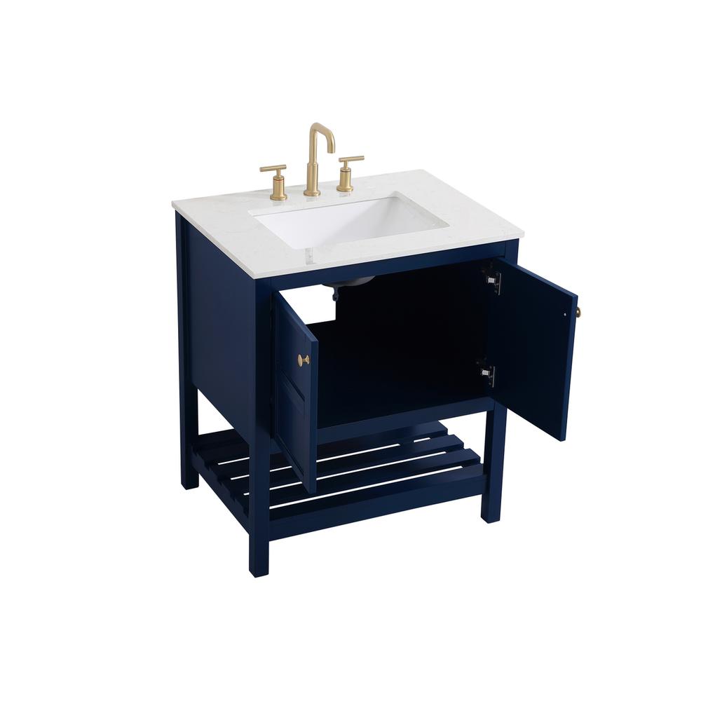 30 inch Single Bathroom Vanity in Blue. Picture 8
