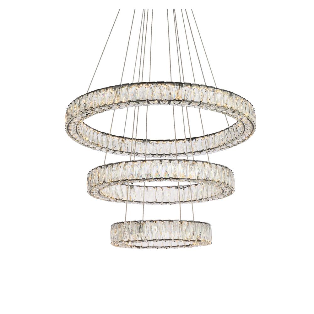 Monroe 32 inch LED triple ring chandelier in black. Picture 2