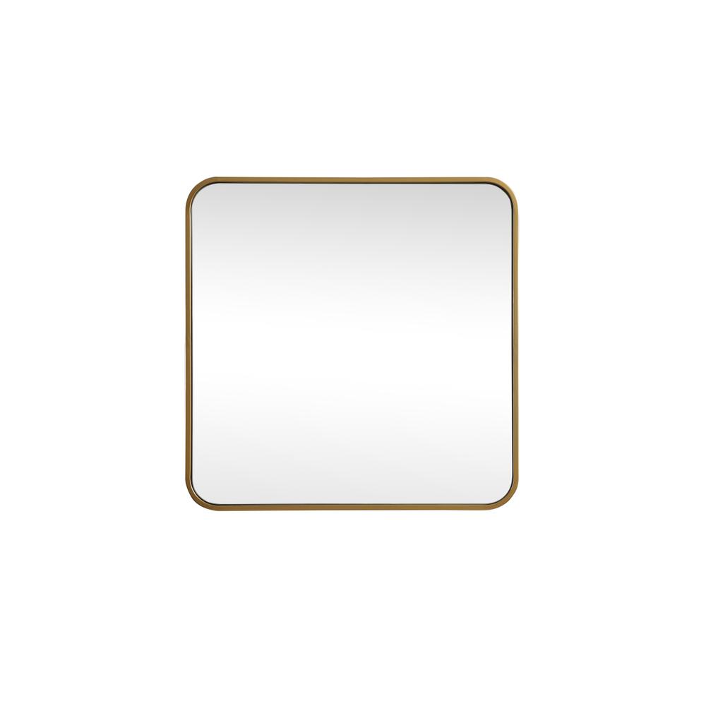 Soft corner metal square mirror 24x24 inch in Brass. Picture 1