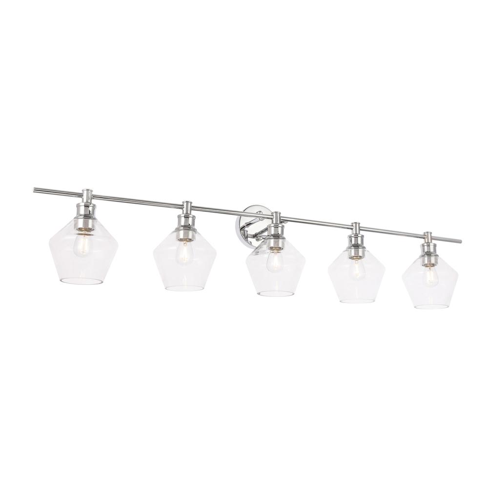Gene 5 light Chrome and Clear  glass Wall sconce. Picture 11