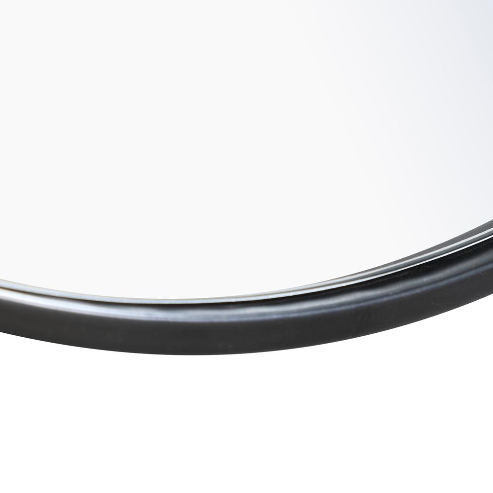Metal frame Round Mirror with decorative hook 42 inch Black finish. Picture 7