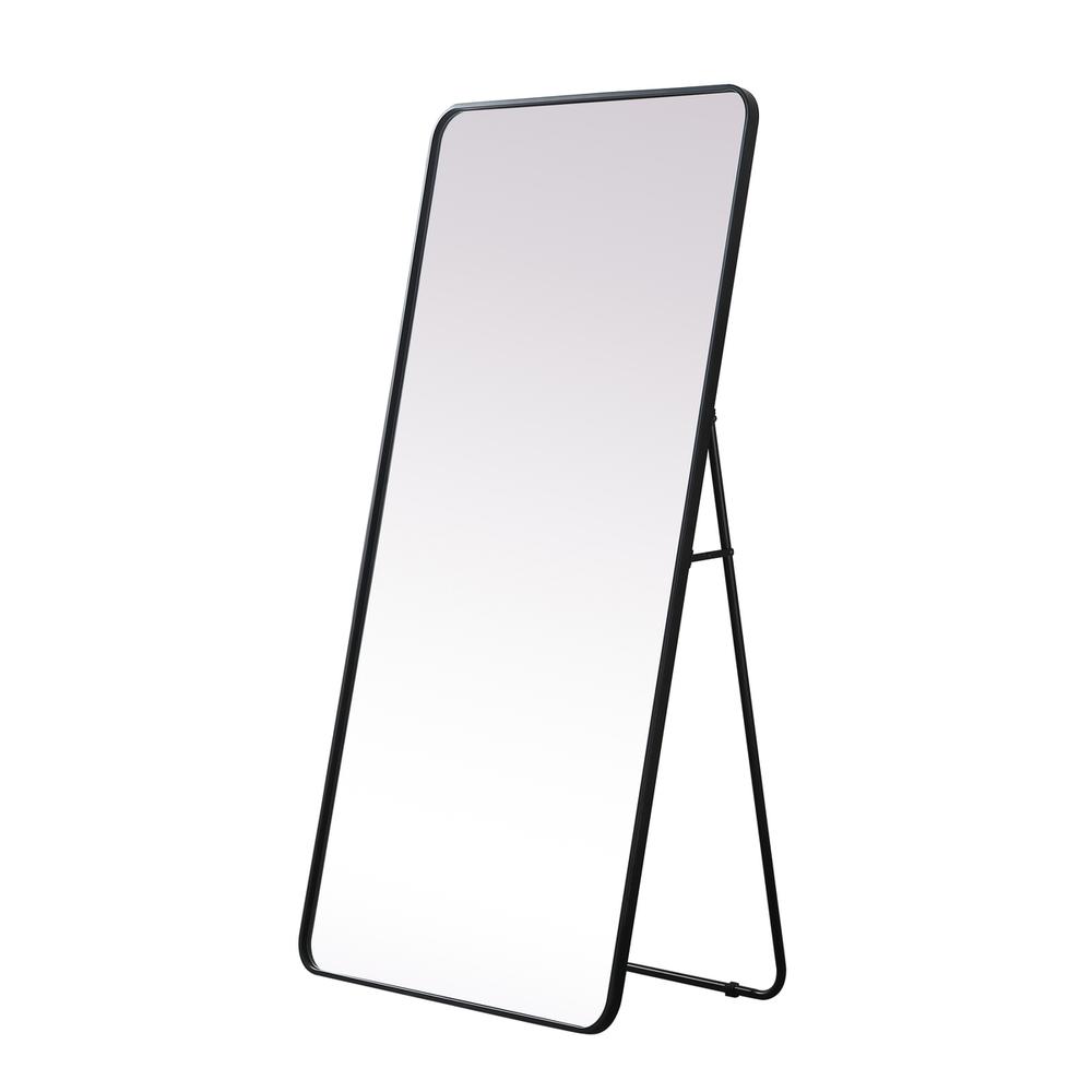 Soft Corner Metal Rectangle Full Length Mirror 30x60 Inch in Black. Picture 6