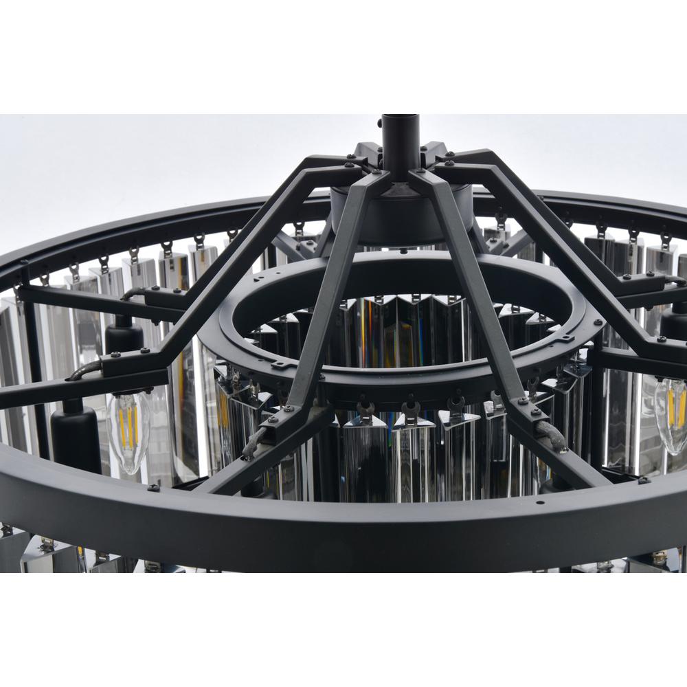 Chelsea 8 light Matte Black Chandelier Silver Shade (Grey) Royal Cut Crystal. Picture 4