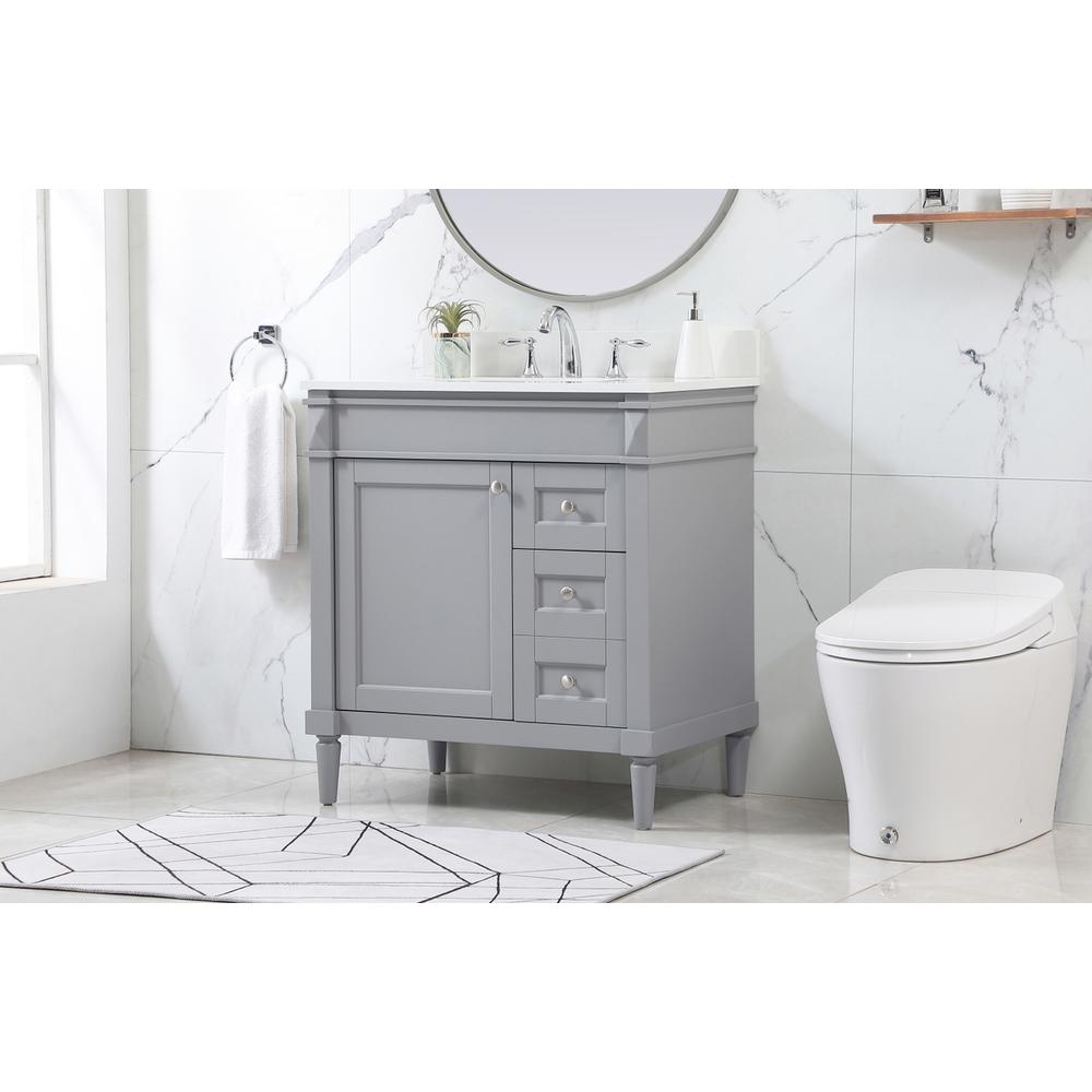 32 inch Single bathroom vanity in grey with backsplash. Picture 2