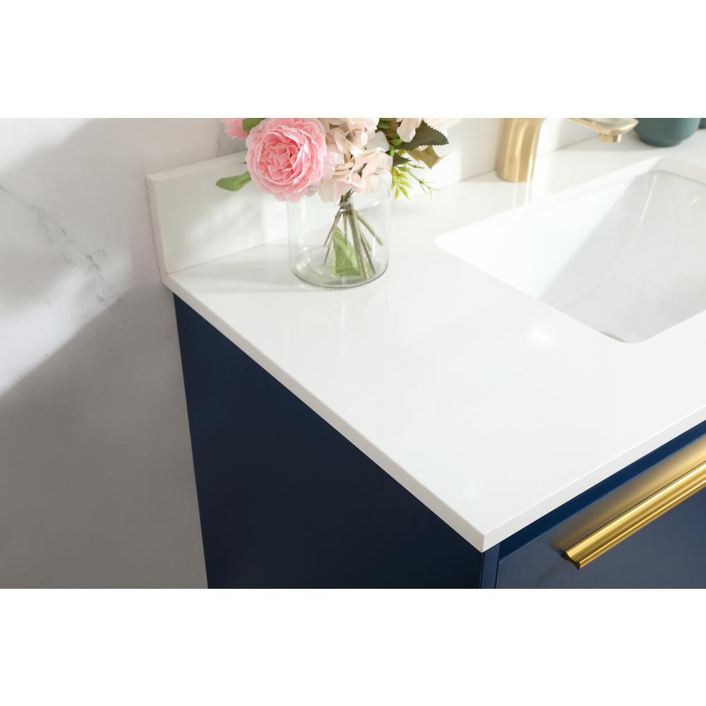36 inch Single bathroom vanity in blue with backsplash. Picture 5