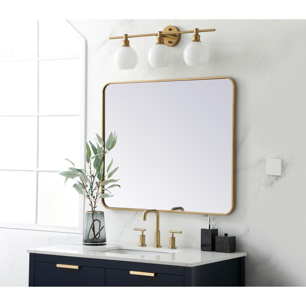 Soft corner metal rectangular mirror 30x36 inch in Brass. Picture 2