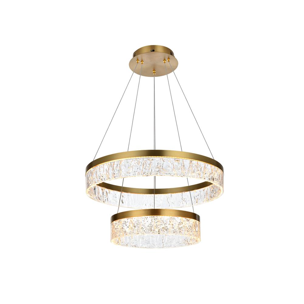 Linden 22 inch Adjustable LED chandelier in Satin Gold. Picture 1