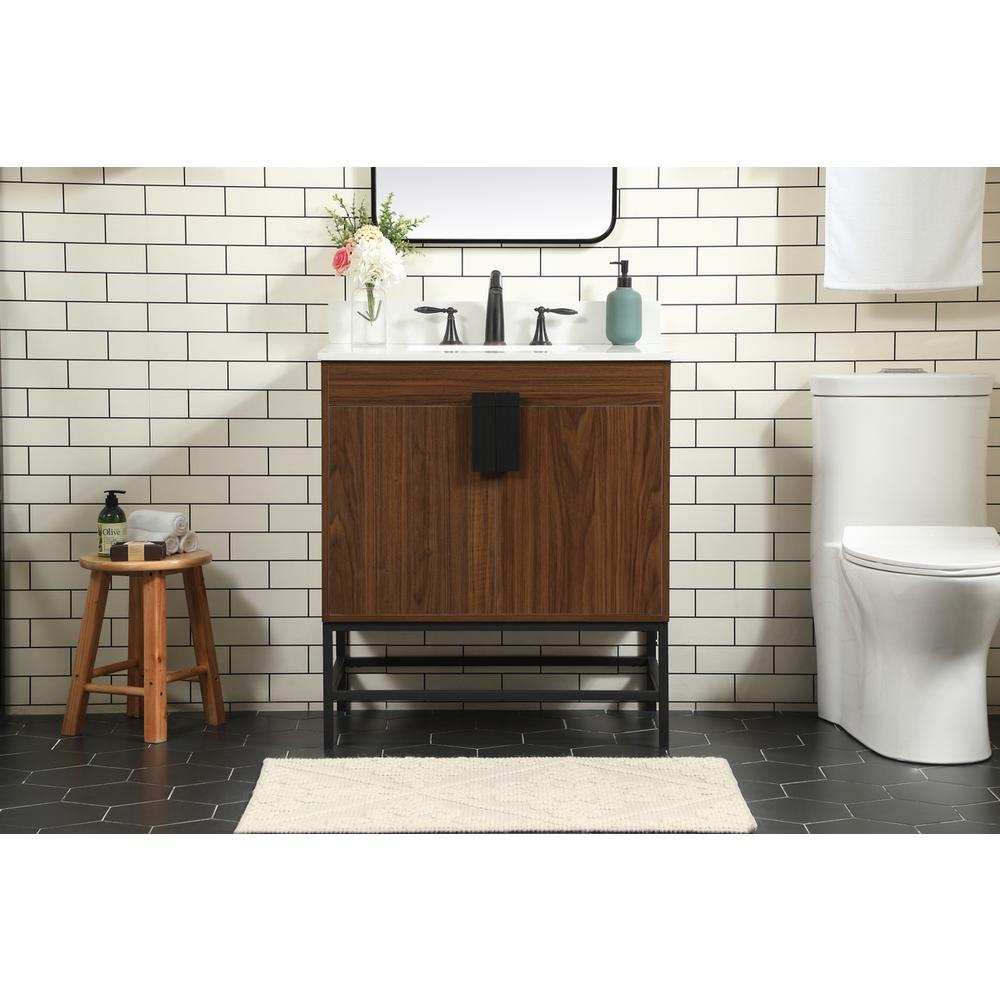 30 inch Single bathroom vanity in walnut with backsplash. Picture 14