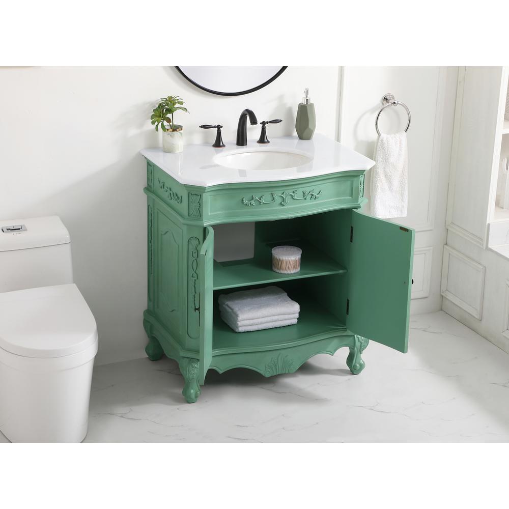 32 inch Single Bathroom vanity in vintage mint. Picture 3