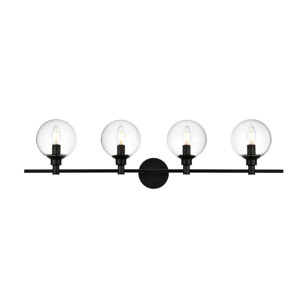 Jaelynn 4 light Black and Clear Bath Sconce. Picture 1