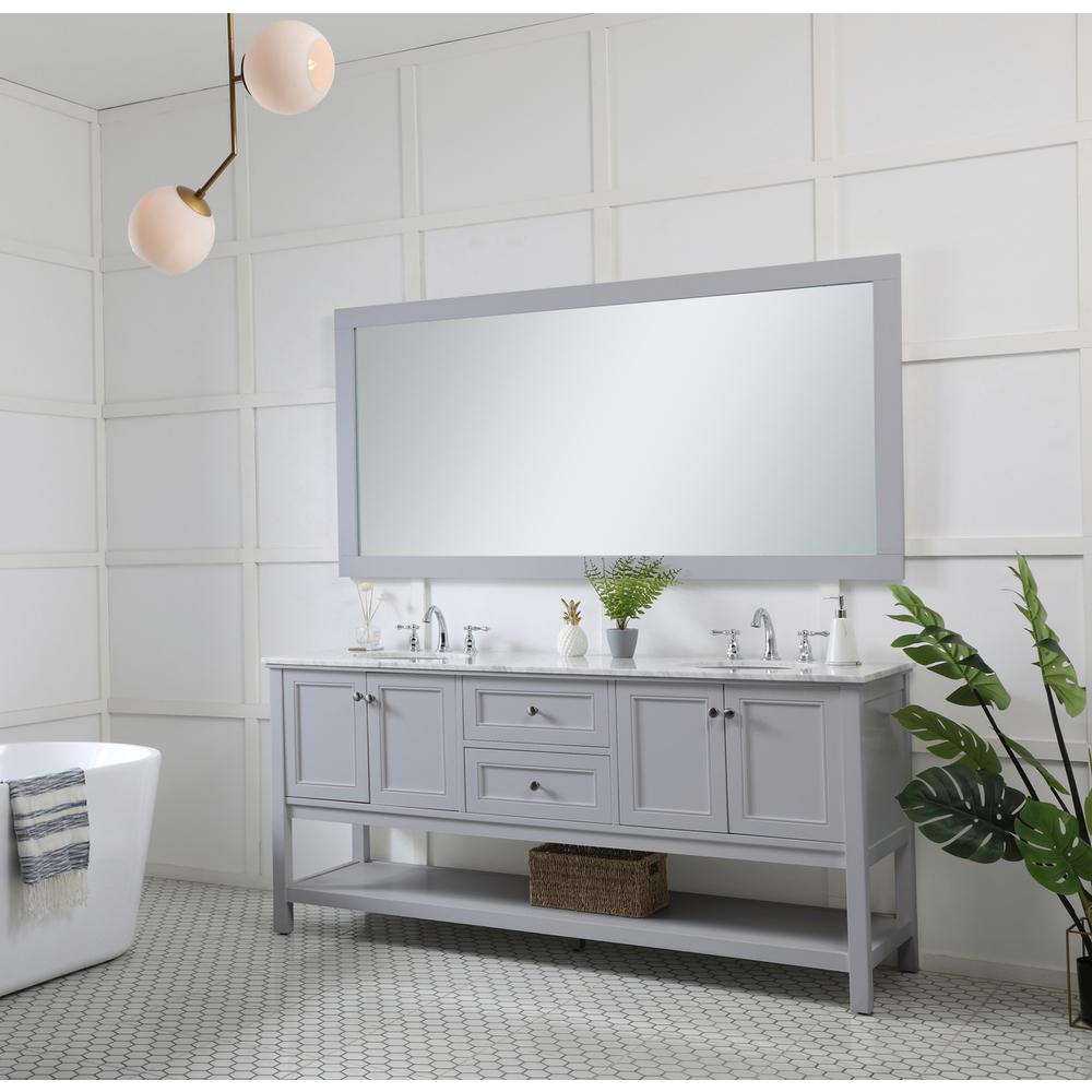 Aqua rectangle vanity mirror 72 inch in Grey. Picture 3