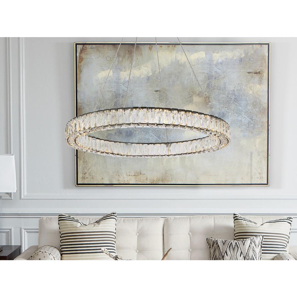 Monroe 31 inch LED round Single pendant in black. Picture 8