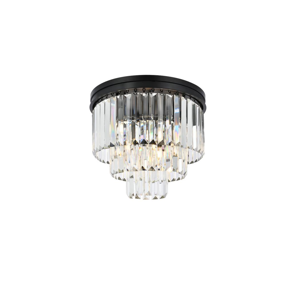 Sydney 9 light Matte Black Flush Mount Clear Royal Cut Crystal. Picture 2