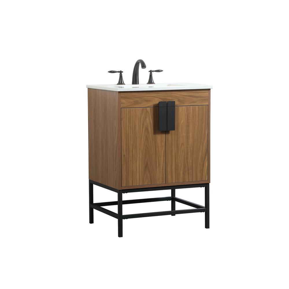 24 inch Single bathroom vanity in walnut brown. Picture 7
