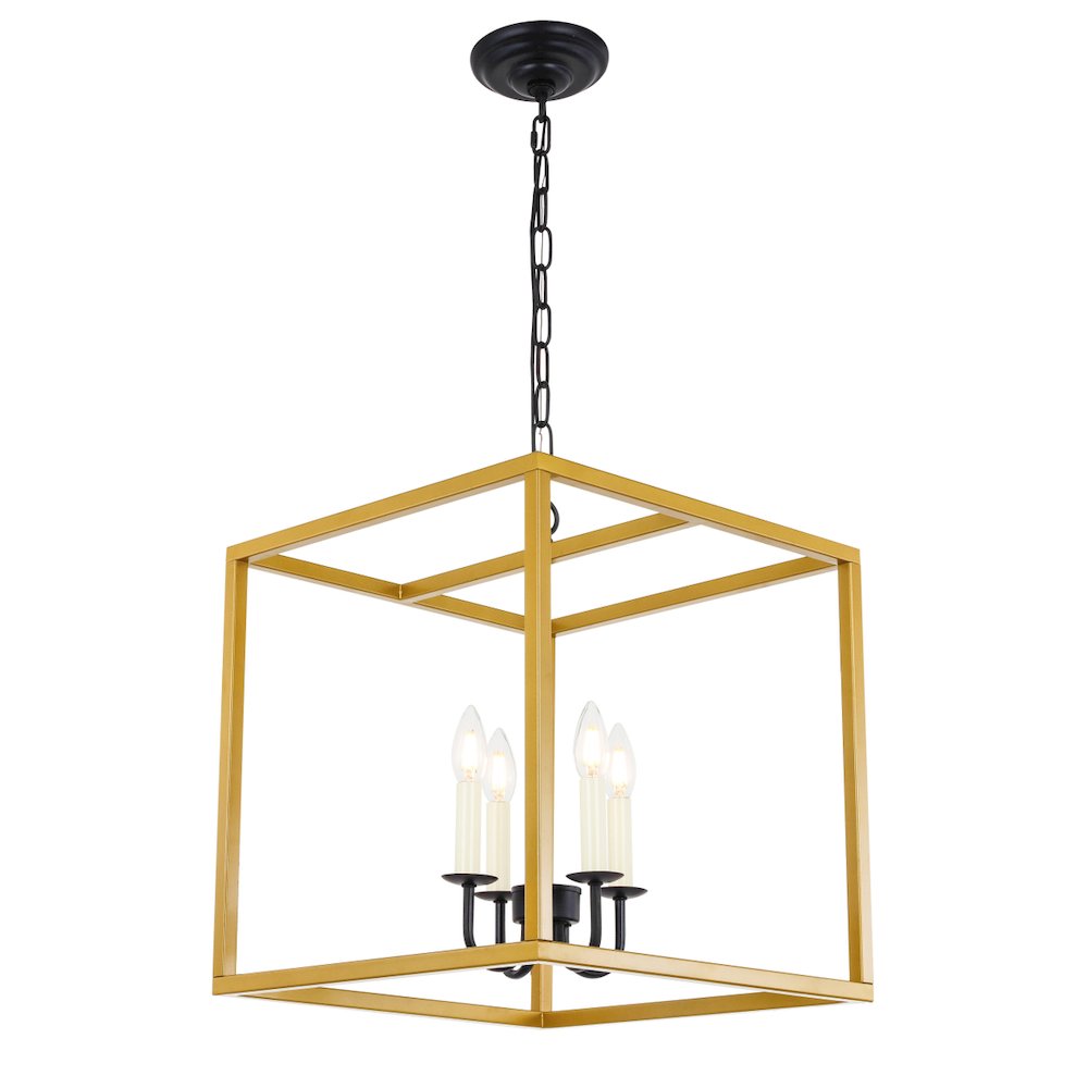 Eclipse 4 Light Brass And Black Pendant. Picture 7