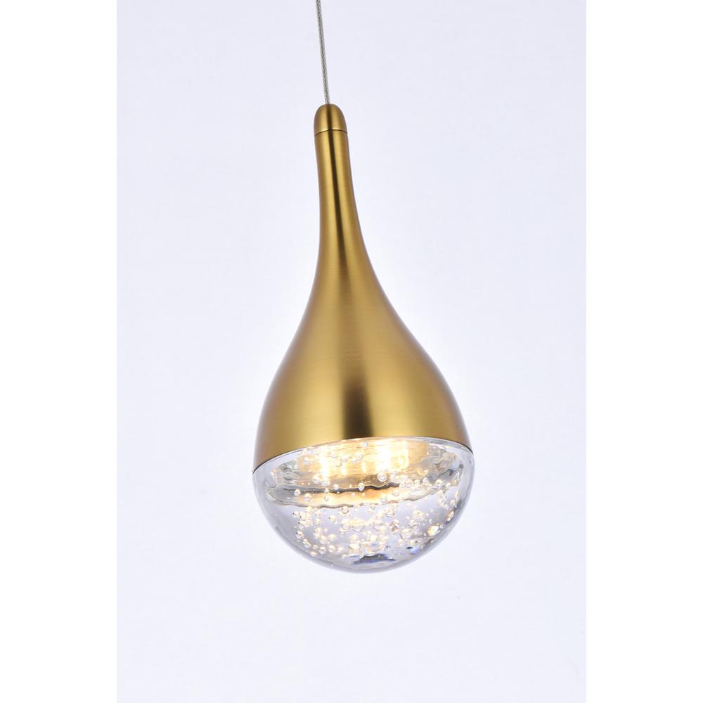 Amherst 5 inch LED pendant in satin gold. Picture 3