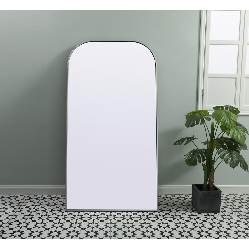 Metal Frame Arch Full Length Mirror 35x66 Inch in Silver. Picture 11