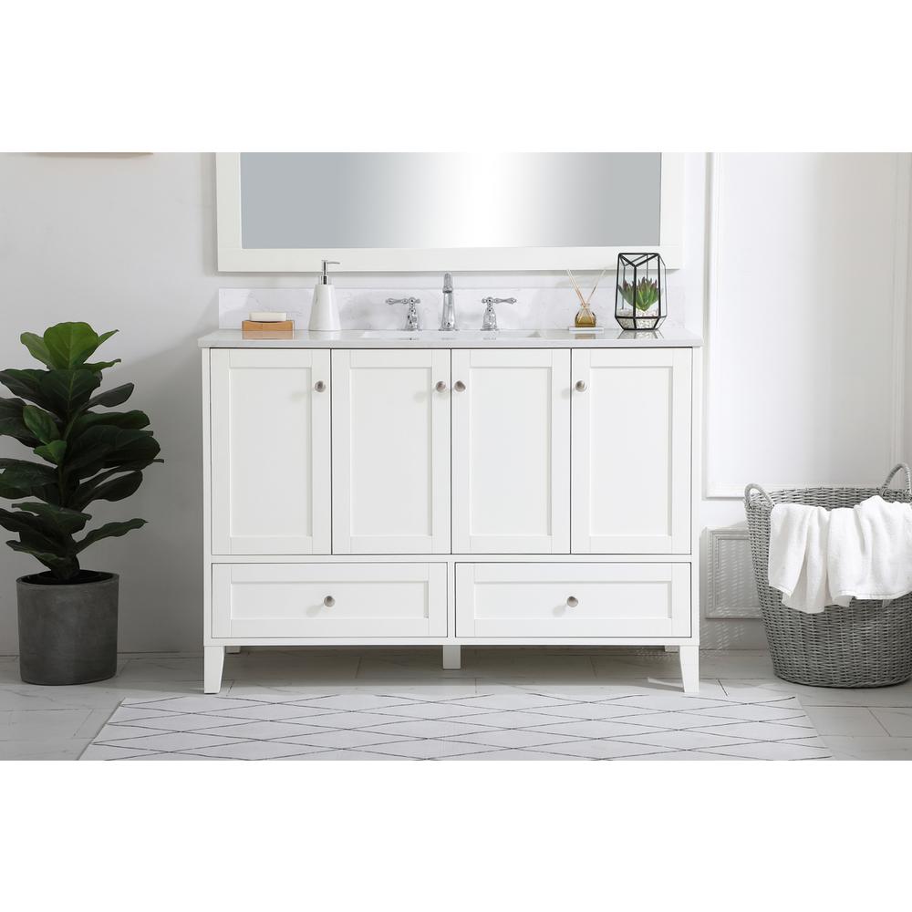 48 inch Single Bathroom Vanity in White with Backsplash. Picture 14