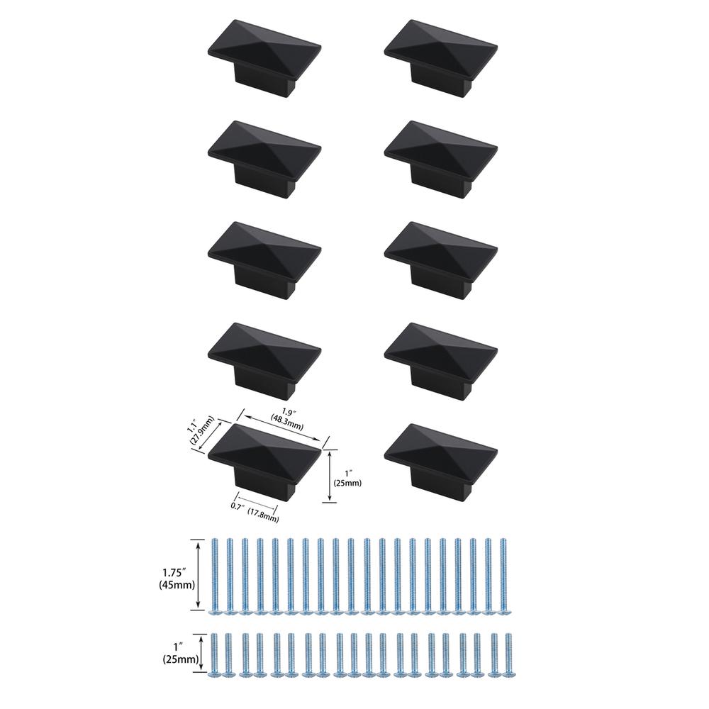 Perry 2" Matte Black Rectangle Knob Multipack (Set of 10). Picture 5