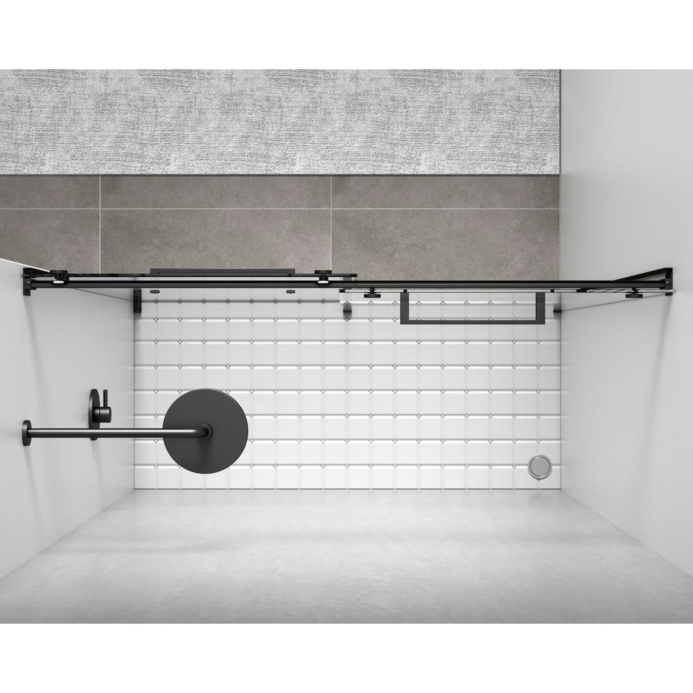 Semi-frameless shower door 48 x 76 Matte Black. Picture 4