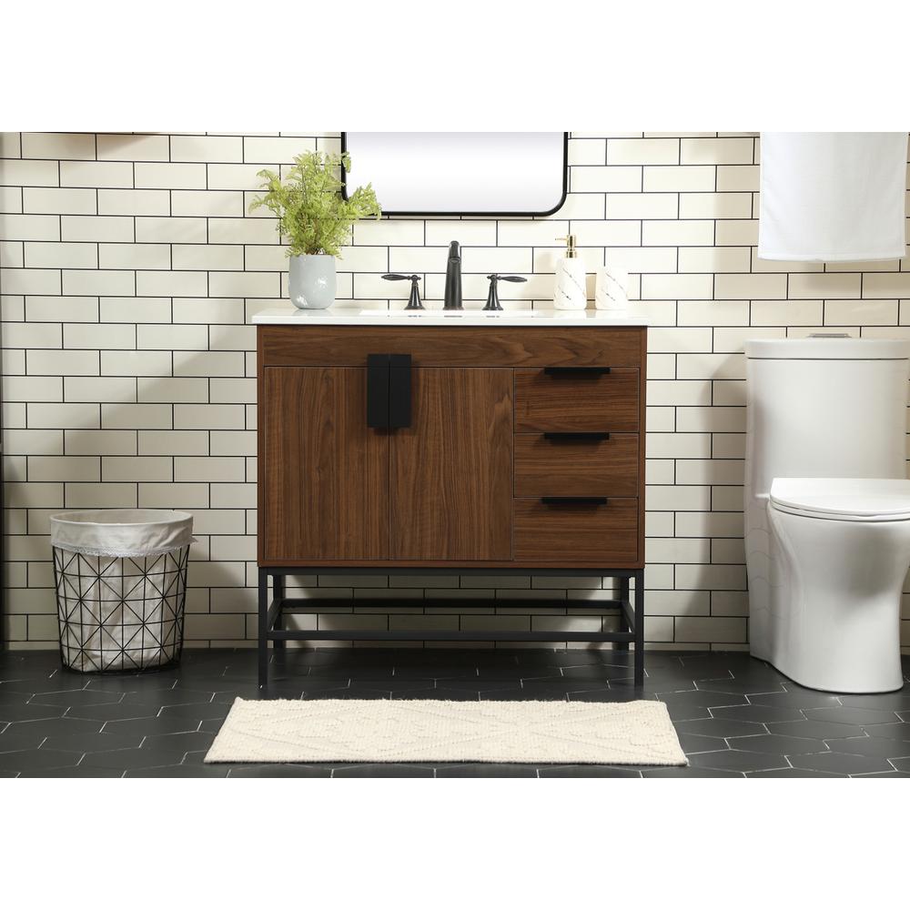 36 inch Single bathroom vanity in walnut. Picture 14