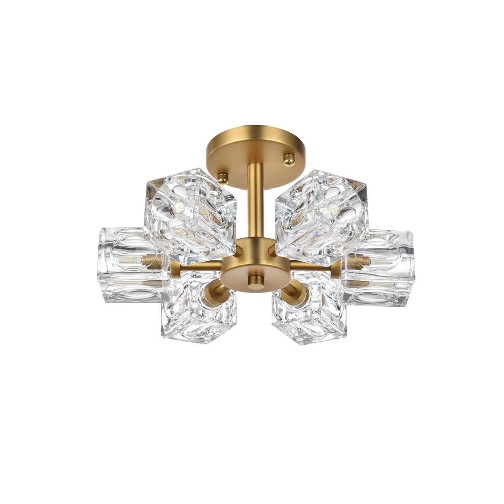 Lyra 14 inch Flush Mount in Satin Gold. Picture 6