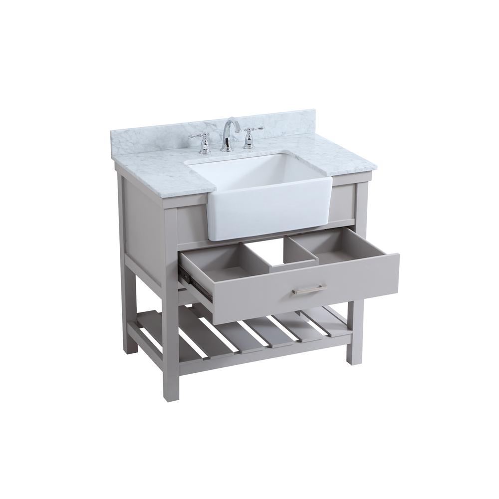 36 inch Single bathroom vanity in grey with backsplash. Picture 9