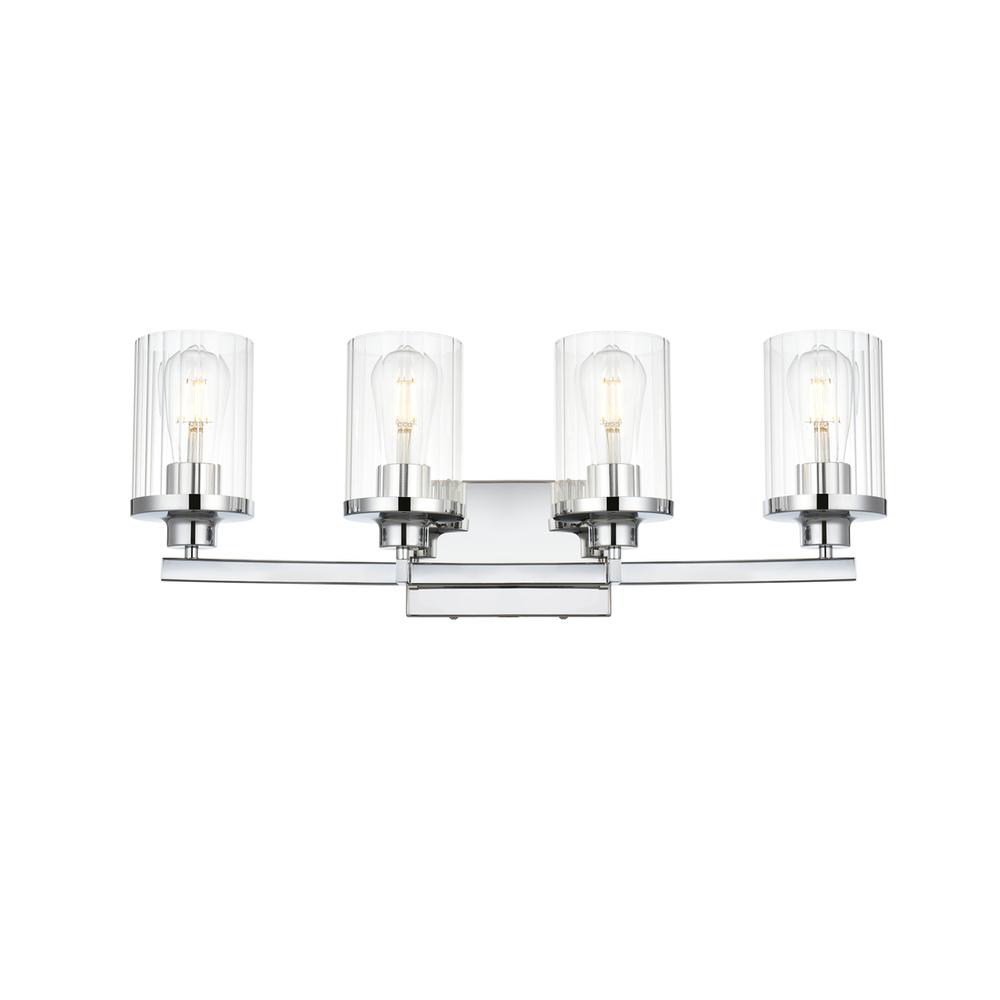 Saanvi 4 light Chrome and Clear Bath Sconce. Picture 1