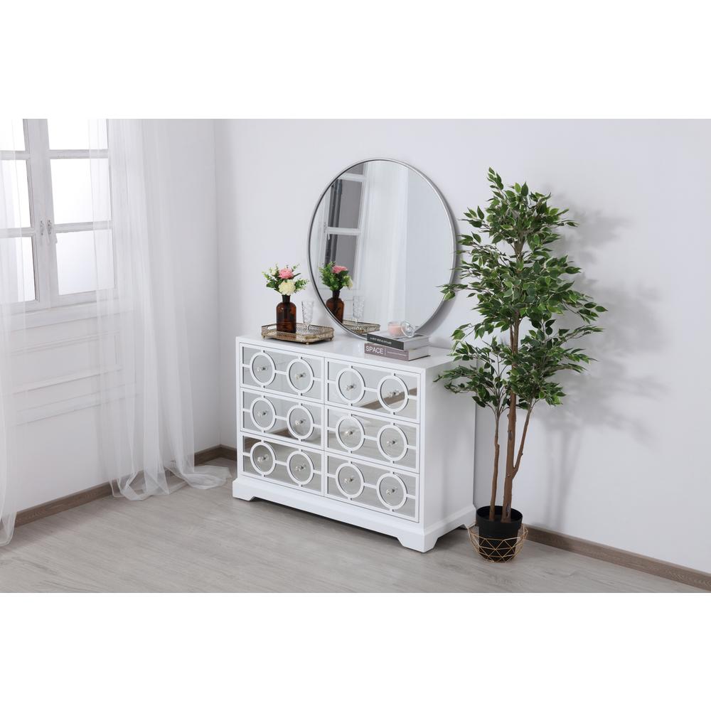 48 in. mirrored six drawer cabinet in white. Picture 3