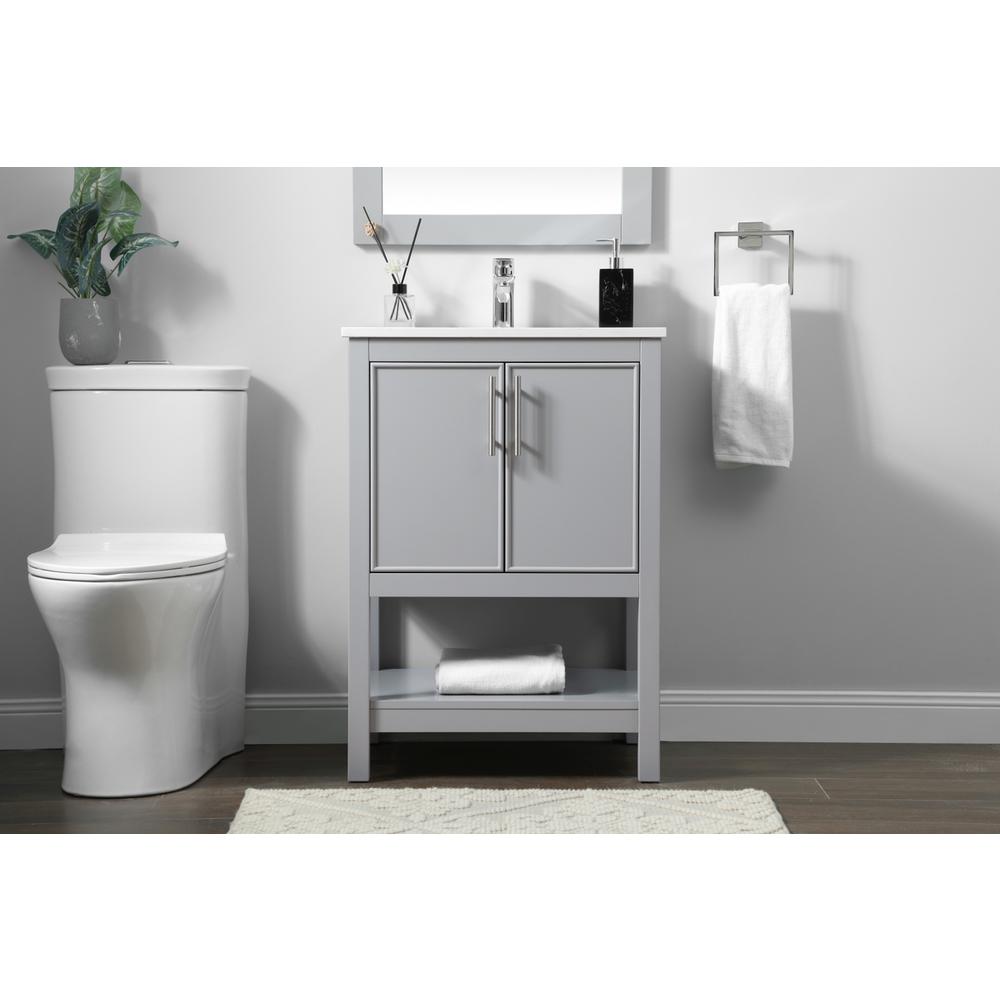 24 Inch SIngle Bathroom Vanity In Grey. Picture 14