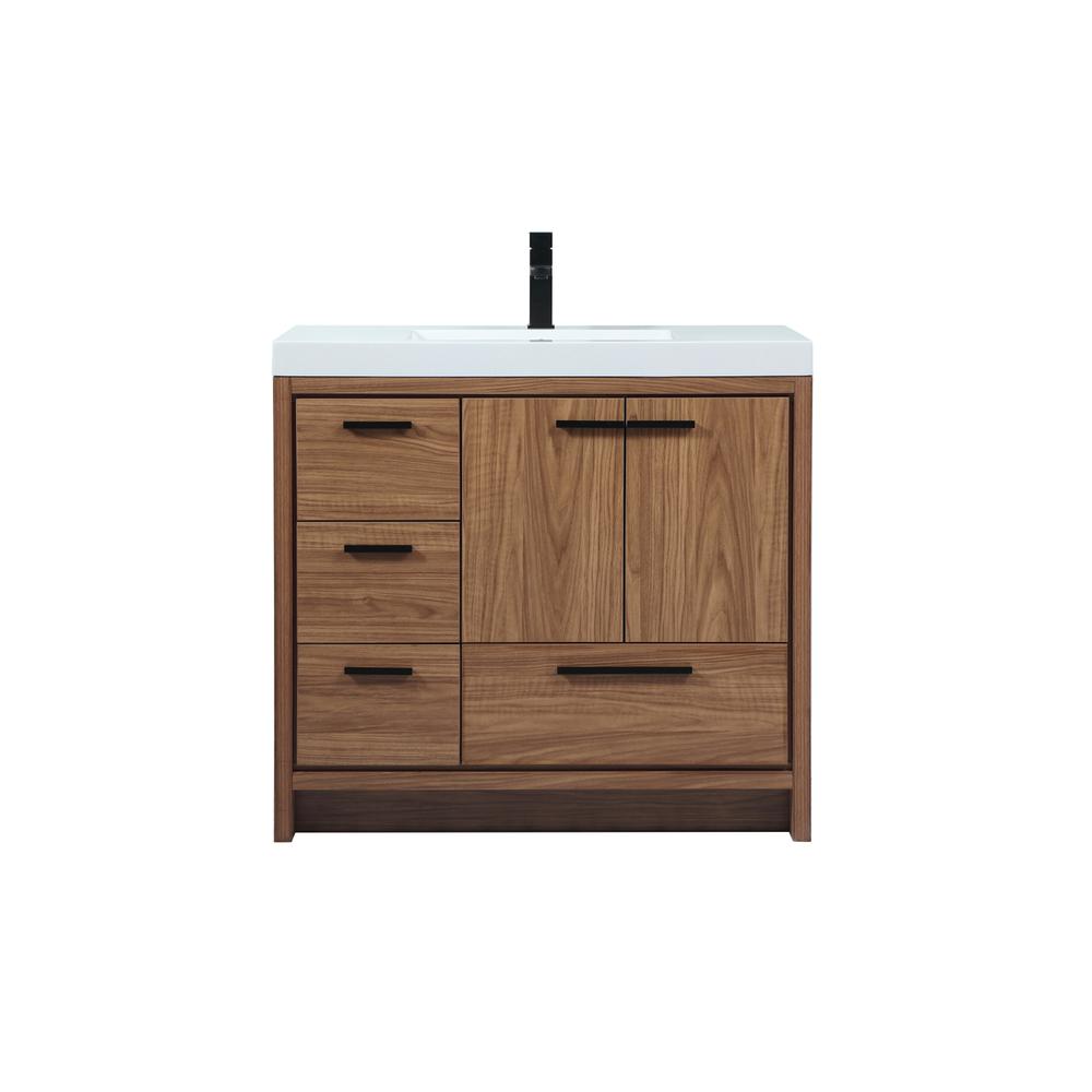 36 inch Single bathroom vanity in walnut brown. Picture 1