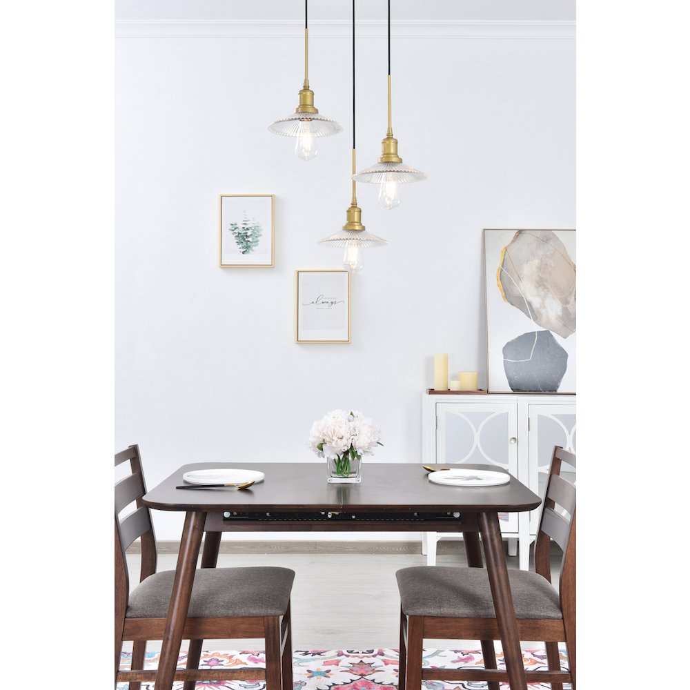 Waltz 3 Light Brass Pendant. Picture 2