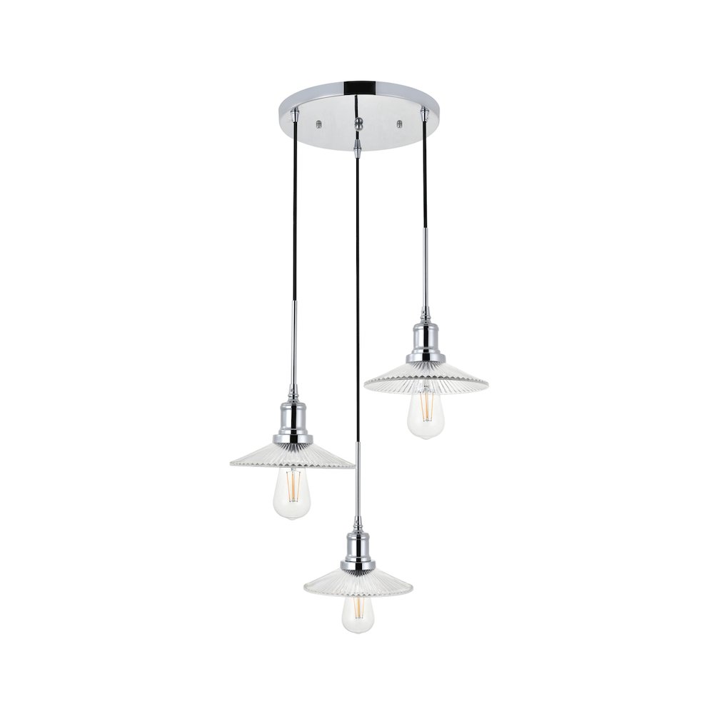 Waltz 3 Light Chrome Pendant. Picture 1