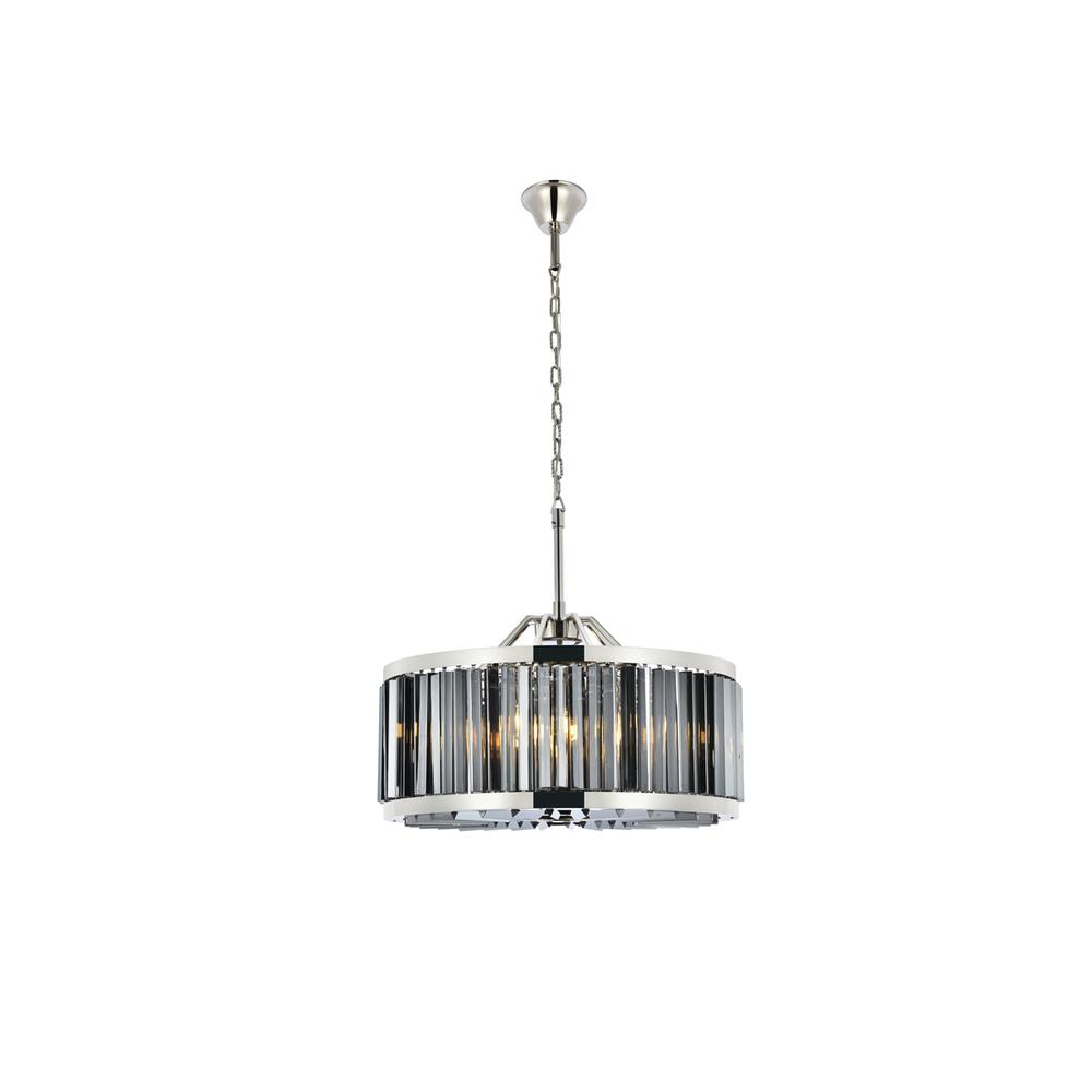 Chelsea 8 light polished nickel Chandelier Silver Shade (Grey) Royal Cut Crystal. Picture 1