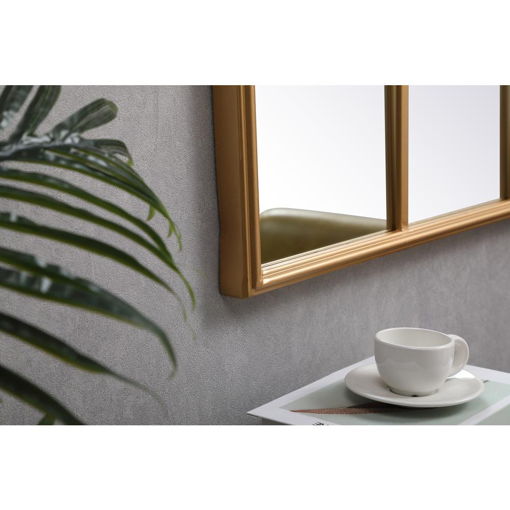 Metal windowpane mirror 36 inch x 53 inch in Brass. Picture 4