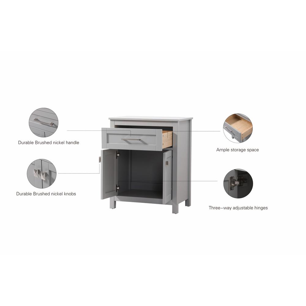24 Inch Wide Bathroom Storage Freestanding Cabinet In Grey. Picture 12