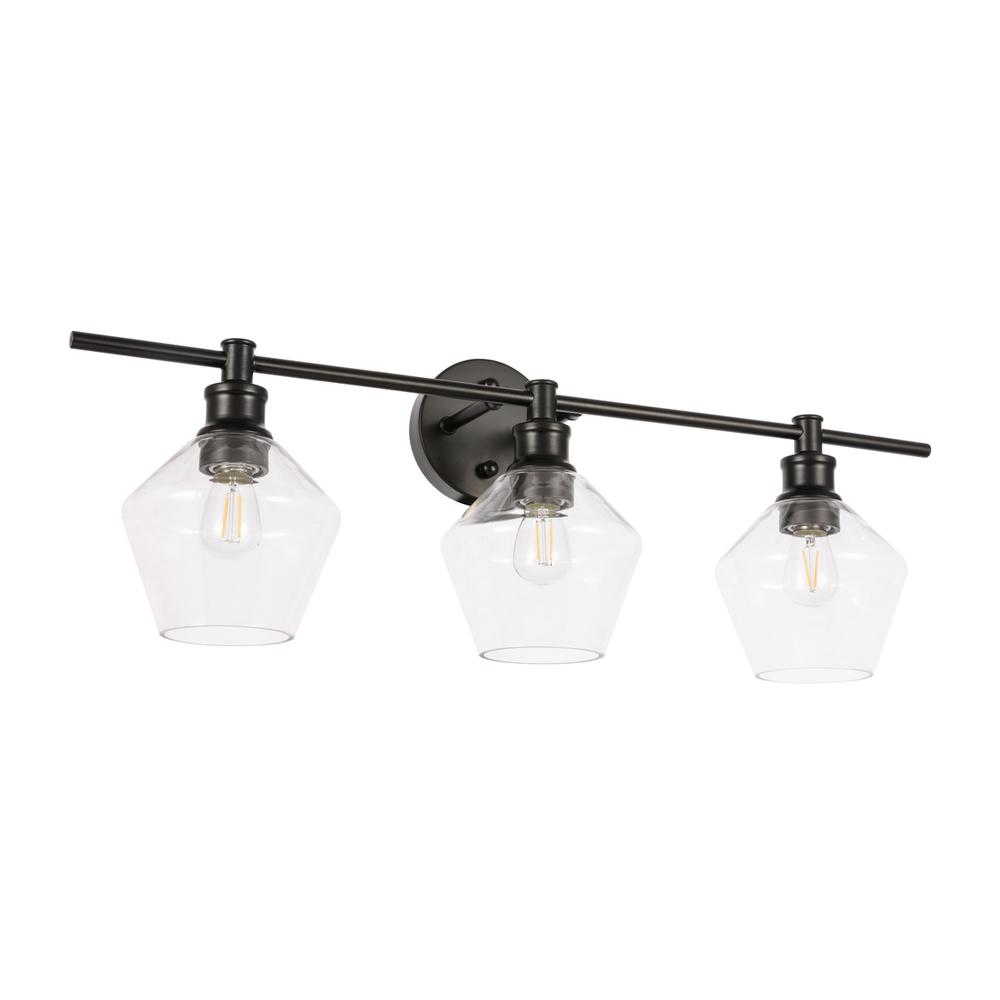 Gene 3 light Black and Clear glass Wall sconce. Picture 12
