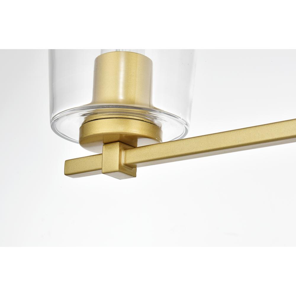 Kacey 3 light Brass and Clear Bath Sconce. Picture 5