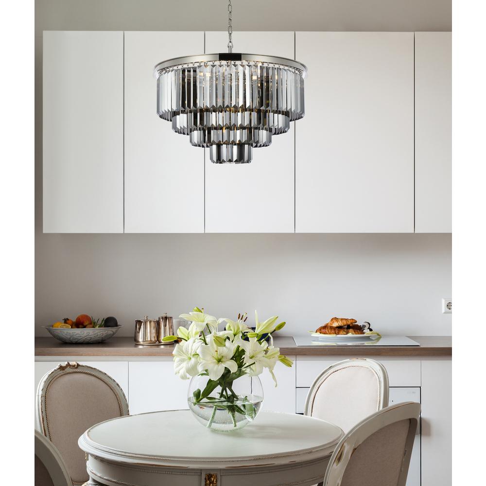 Sydney 17 light polished nickel Chandelier Silver Shade (Grey) Royal Cut Crystal. Picture 8