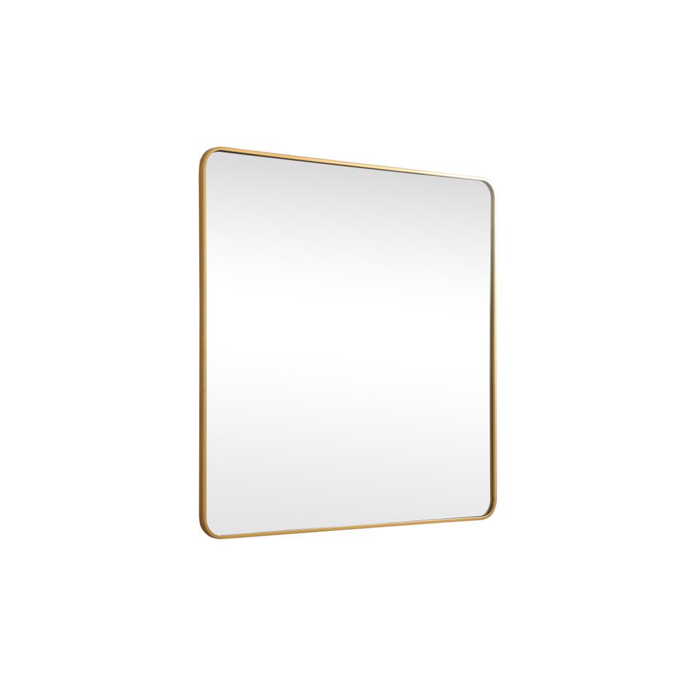 Soft corner metal square mirror 48x48 inch in Brass. Picture 7