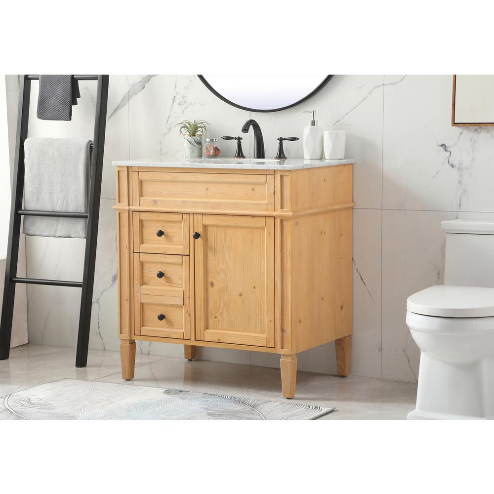 32 inch Single bathroom vanity in natural wood. Picture 2