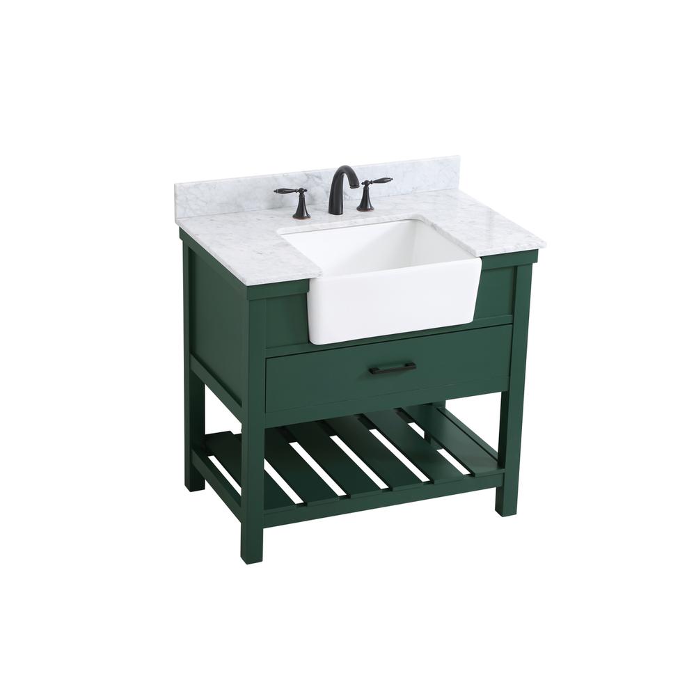 36 inch Single bathroom vanity in green with backsplash. Picture 8
