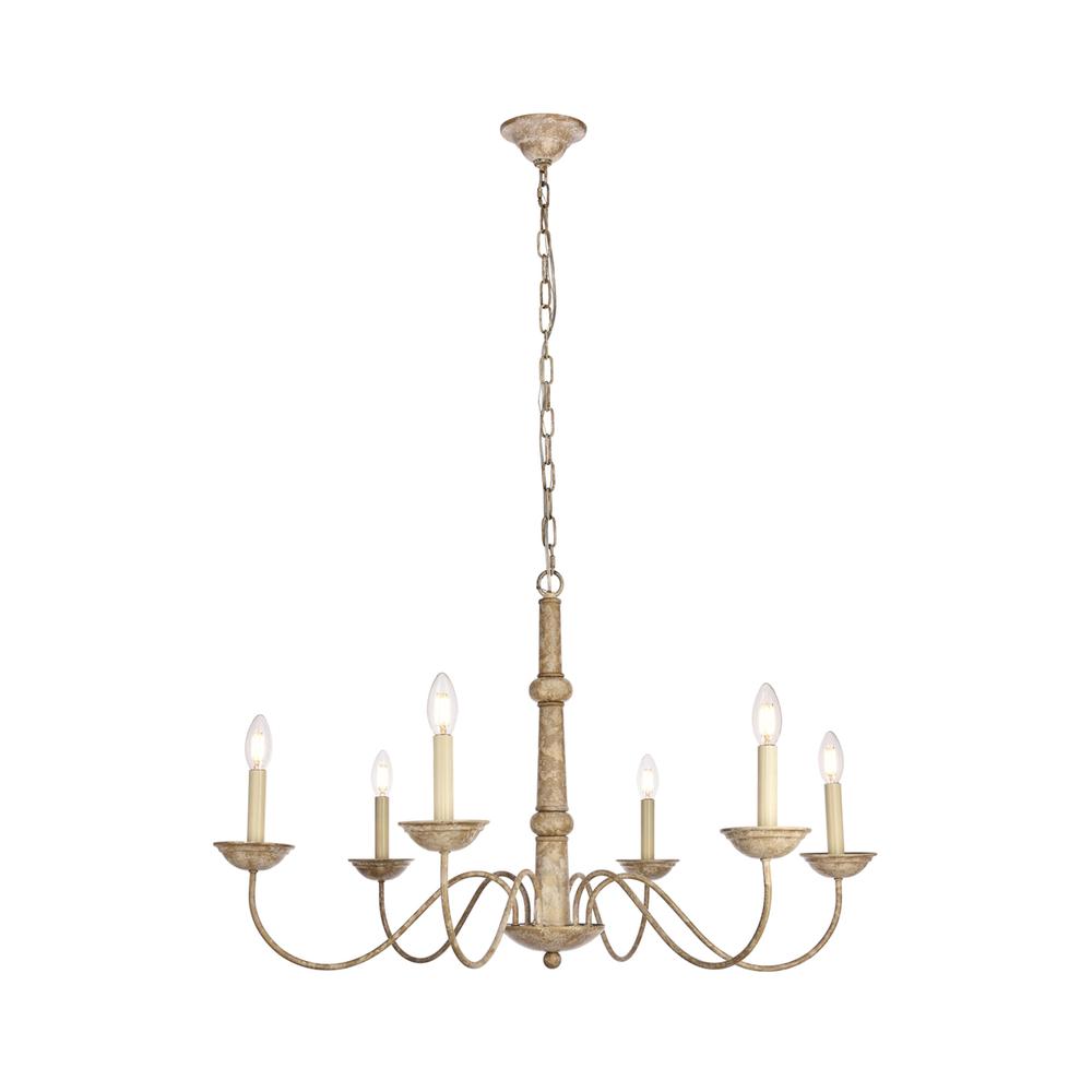 Merritt Collection Chandelier D35 H21.6 Lt:6 Weathered Dove Finish. Picture 1