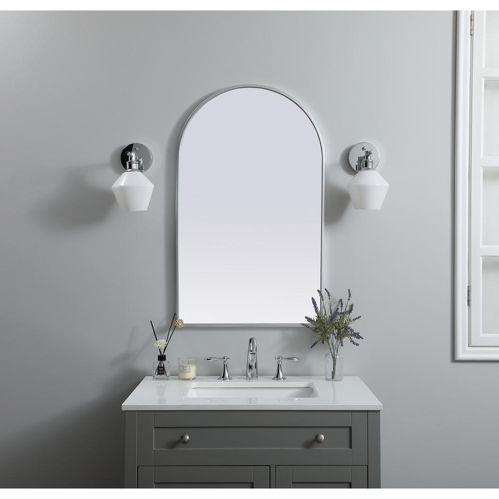 Metal Frame Arch Mirror 22x36 Inch in Silver. Picture 9