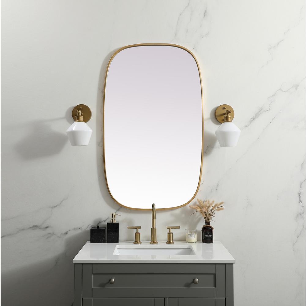 Metal Frame Oval Mirror 24x40 Inch in Brass. Picture 11