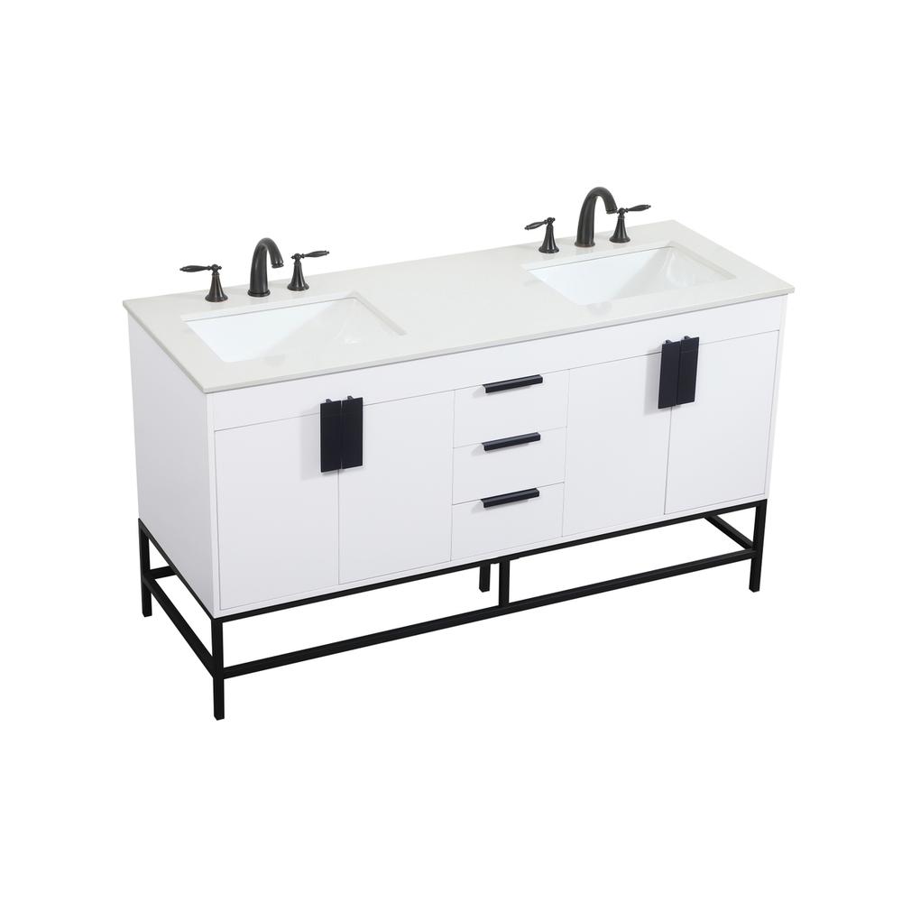 60 inch double bathroom vanity in white. Picture 8